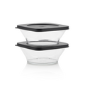 Tupperware Clear Collection quadratisches Duo (2) Durchsichtige 620 ml Schälchen im Set