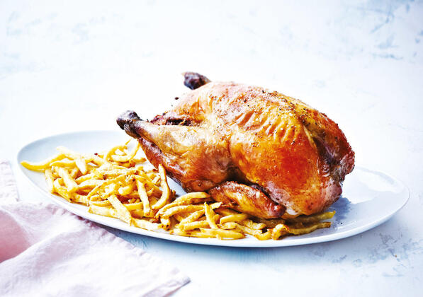 Pintade de Noël et frites de céleri