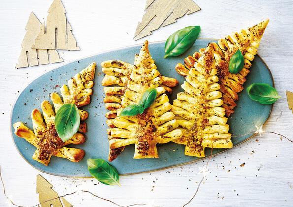 Arbre de noël croustillant au pesto
